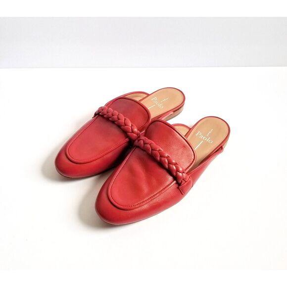 Paolo Shoes - LINEA PAOLO Amy Braided Keeper Mules Red Napa Leather Sz 6.5 Slip On